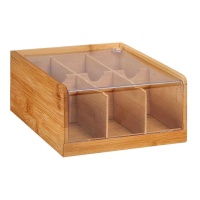 Caja para té transparente con tapadera - 6 compartimentos