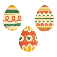 Figuras de chocolate blanco de huevos de pascua decorados de 3,5 x 2,6 cm - 135 unidades