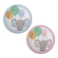 Platos de Elephant Baby de 17 cm - 8 unidades