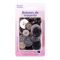 Botones de repuesto de tallas y colores surtidos - Hemline - 40 unidades