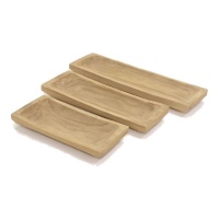 Plato de madera rectangular - DCasa - 3 unidades