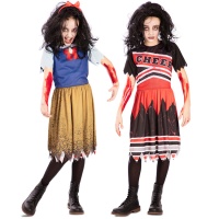 Disfraz de animadora zombie y blancanieves reversible