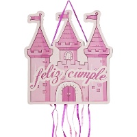 Piñata de Castillo rosa de cumpleaños de 49 x 40 cm