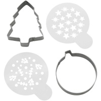 Cortadores de Navidad con stencils decorativos - Wilton - 4 piezas