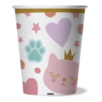 Vasos de Gato princesa de 250 ml - 8 unidades