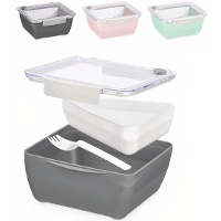 Tupper de 0,45 y 1,4 L con compartimentos y tenedor - 1 unidad