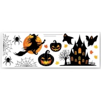 Decoraciones adhesivas para pared de siluetas de Halloween - 16 unidades