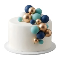 Topper para tarta de bolas azules, doradas y blancas - 32 unidades