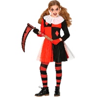Disfraz de arlequín con rombos rojos para niña