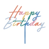 Topper de Happy Birhday de colores de 16,5 cm