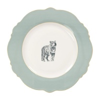 Plato de 27,5 cm con tigre bengala y borde dorado