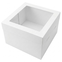 Caja de 25 x 25 x 25 cm para tarta blanca con ventana superior