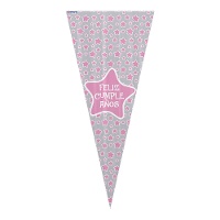 Bolsa para chucherías Feliz Cumpleaños estrellas de 48 x 21,5 cm - 8 unidades