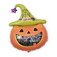 Globo Trick or Treat de calabaza con sombrero de 91 x 61 cm