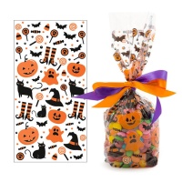 Bolsa transparente de calabazas de Halloween de 12,5 x 3 x 24 cm - Decora - 20 unidades