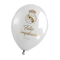 Globos de látex del Real Madrid de Feliz cumpleaños - 6 unidades