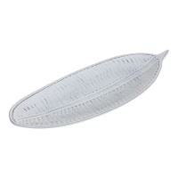 Bandeja decorativa de hoja blanca de 39,5 cm - DCasa