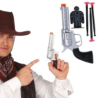 Pistola de vaquero plateada de 22 cm