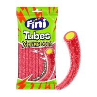Regaliz rojo de fresa relleno de melón con pica pica - Fini - 90 gr