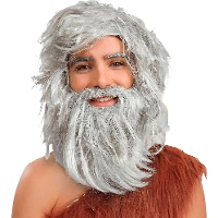 Peluca y barba gris de cavernícola