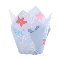 Cápsulas tulipán de papel para muffins de flores rojas - PME - 24 unidades