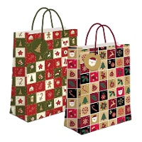 Bolsa regalo de 23 x 18 x 10 cm cuadrícula navideña - 1 unidad