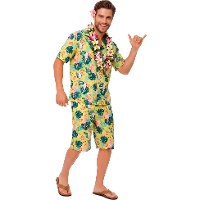 Disfraz de hawaiano amarillo para hombre