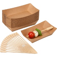 Pack de aperitivo de cuencos de 11 x 7 cm y brochetas de 10,5 cm - 20 packs