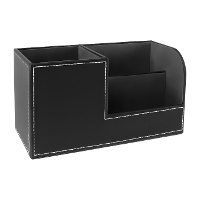 Organizador de mandos efecto piel de 20,3 x 9,3 x 11 cm - 3 compartimentos