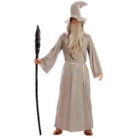 Disfraz de mago gris con sombrero para hombre