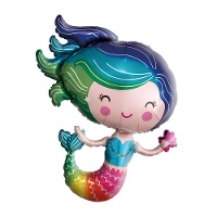 Globo de sirena multicolor de 72 cm