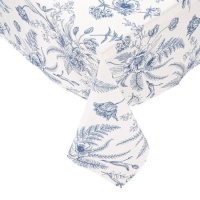 Mantel de tela blanco con flores azules de 1,50 x 1,50 m