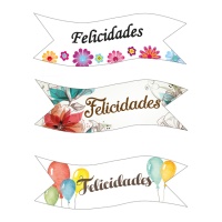 Obleas de felicidades de 9,2 x 3,2 cm - Dekora - 40 unidades