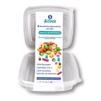 Envase de 0,375 L desechable con tapa bisagra - 4 unidades