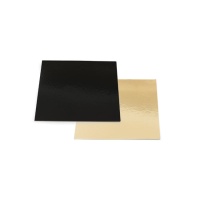Base para tarta cuadrada de 24 x 24 x 0,3 cm dorada y negra - Decora