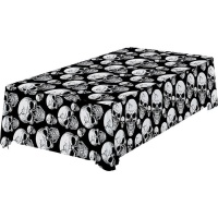 Mantel de calaveras negro de 1,37 x 2,74 m