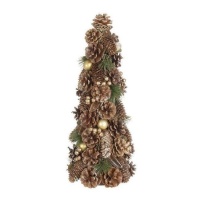 Árbol de Navidad decorativo con piñas doradas de 48 cm
