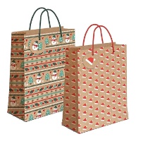 Bolsa regalo de 14 x 11,5 x 6,7 cm kraft con figuras navideñas - 1 unidad