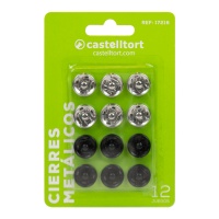Botones a presión de 1,5 cm de metal en blanco y en negro - Castelltort - 12 pares