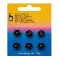 Botones de presión de 1,3 cm negro - Pony - 6 pares