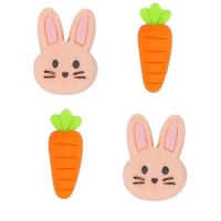 Figuras de azúcar de conejitos y zanahorias - PME - 12 unidades