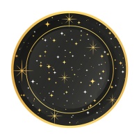 Platos negros con estrellas de 23 cm - 6 unidades