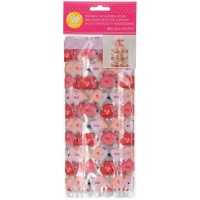 Bolsas de plástico rectangulares de corazones tonos rosas - Wilton - 20 unidades