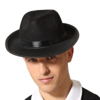 Sombrero de gángster negro con cinta