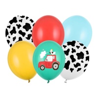 Globos de látex surtidos de La Granja Alegre de 30 cm - PartyDeco - 6 unidades