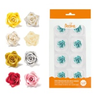 Figuras de azúcar de rosas de 2 cm - Decora - 8 unidades