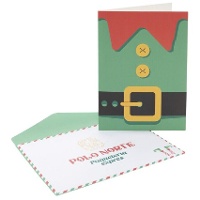 Tarjeta de felicitación navideña con elfo ayudante - 1 unidad