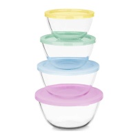 Tuppers de 800, 1000, 1600 y 2100 ml con tapas de colores - 4 unidades