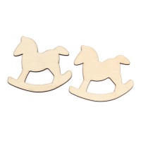 Figuras de madera de caballo balancín de 9 cm - 2 unidades