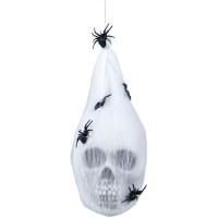 Colgante de bolsa de telaraña con calavera de 25 cm